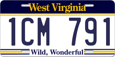 WV license plate 1CM791