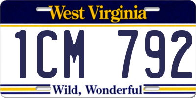 WV license plate 1CM792