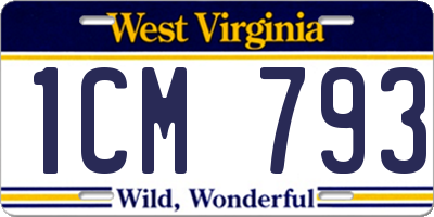 WV license plate 1CM793
