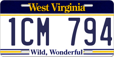WV license plate 1CM794