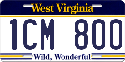 WV license plate 1CM800
