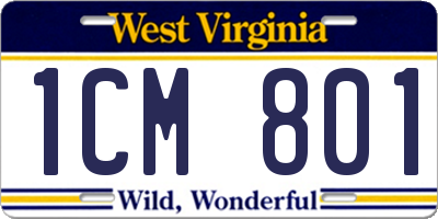 WV license plate 1CM801