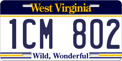 WV license plate 1CM802