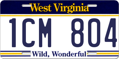 WV license plate 1CM804