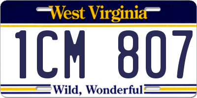 WV license plate 1CM807