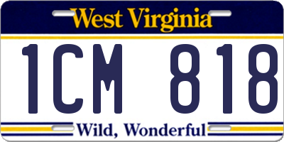 WV license plate 1CM818