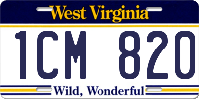 WV license plate 1CM820