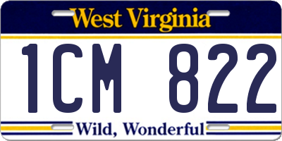 WV license plate 1CM822