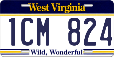 WV license plate 1CM824