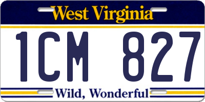 WV license plate 1CM827