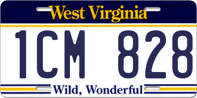 WV license plate 1CM828