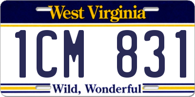 WV license plate 1CM831