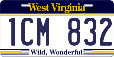 WV license plate 1CM832