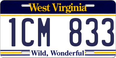 WV license plate 1CM833