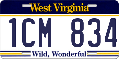 WV license plate 1CM834
