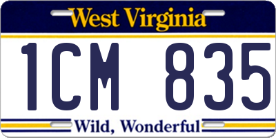 WV license plate 1CM835