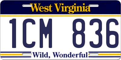 WV license plate 1CM836