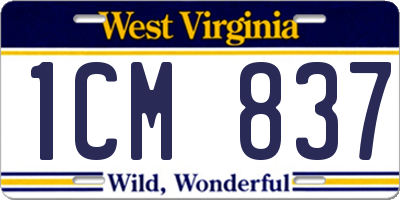 WV license plate 1CM837