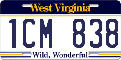 WV license plate 1CM838