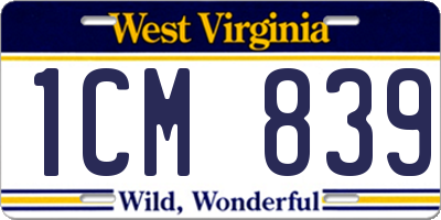 WV license plate 1CM839