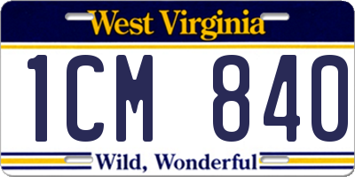 WV license plate 1CM840