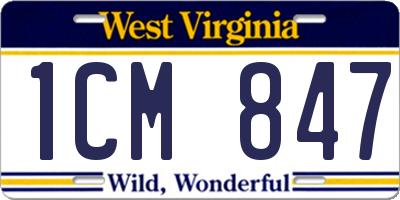 WV license plate 1CM847
