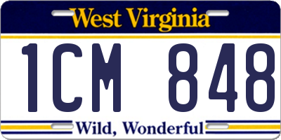 WV license plate 1CM848