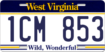 WV license plate 1CM853