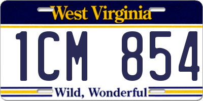 WV license plate 1CM854
