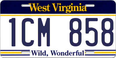 WV license plate 1CM858