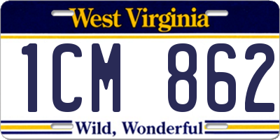WV license plate 1CM862