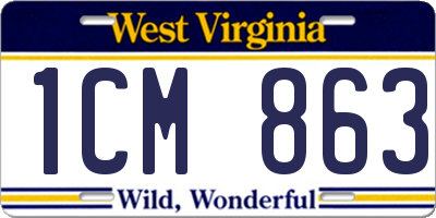 WV license plate 1CM863