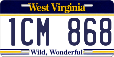 WV license plate 1CM868