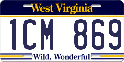 WV license plate 1CM869