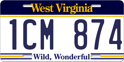 WV license plate 1CM874