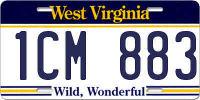 WV license plate 1CM883
