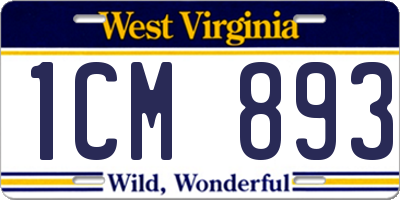 WV license plate 1CM893