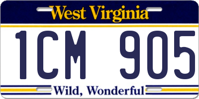 WV license plate 1CM905