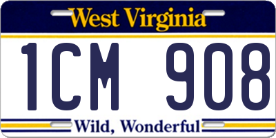 WV license plate 1CM908