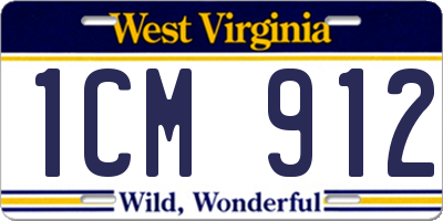 WV license plate 1CM912