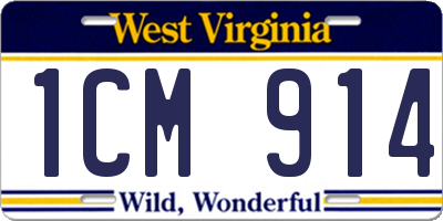 WV license plate 1CM914