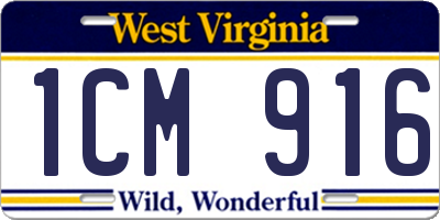 WV license plate 1CM916