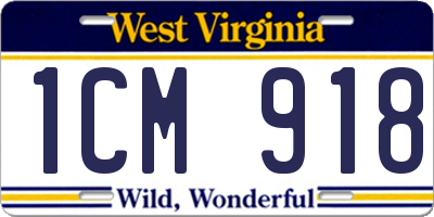 WV license plate 1CM918