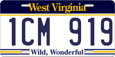 WV license plate 1CM919