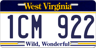 WV license plate 1CM922