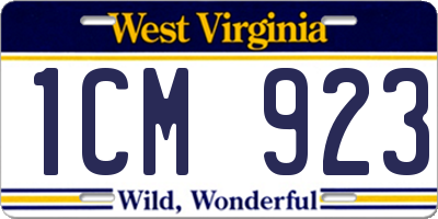WV license plate 1CM923