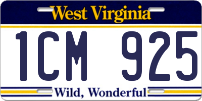 WV license plate 1CM925