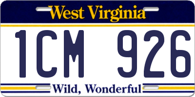 WV license plate 1CM926
