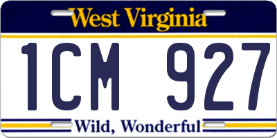 WV license plate 1CM927