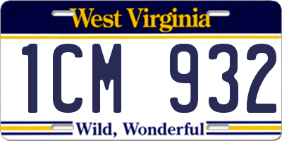 WV license plate 1CM932